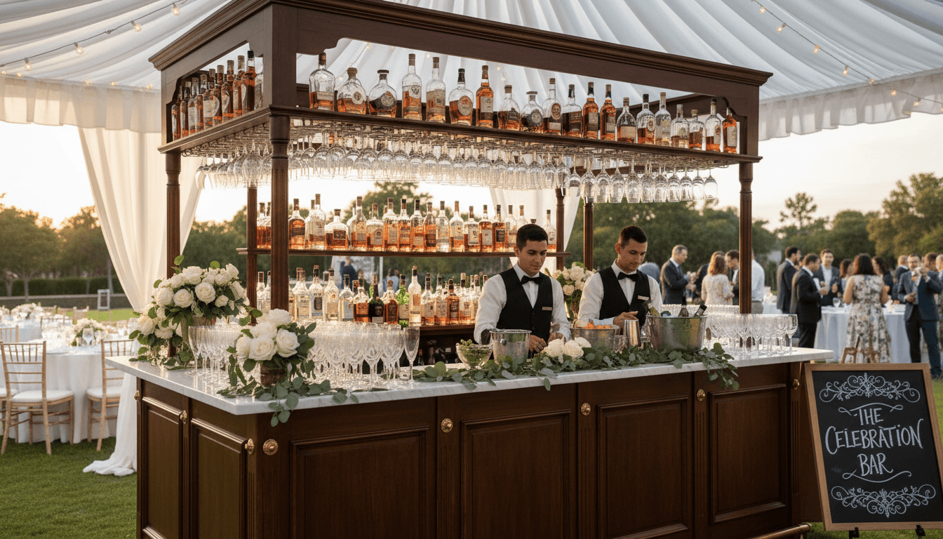 Mobile bar setup at a wedding reception