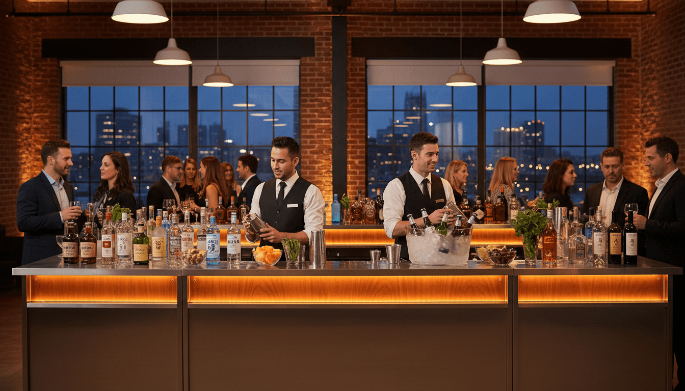 Mobile bar setup at corporate event