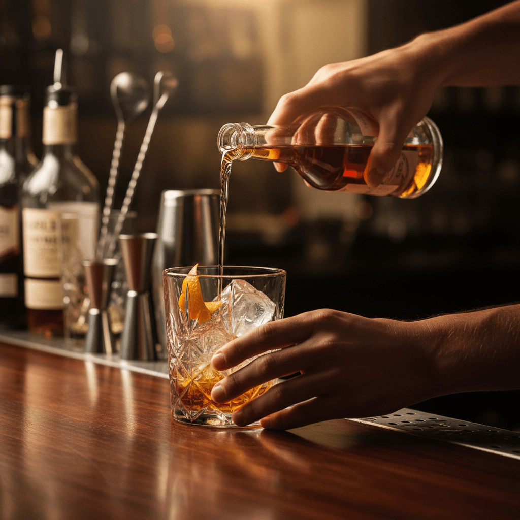 Bartender garnishing custom cocktail
